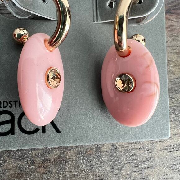 🍭6/$30 New Nordstrom Pink and Gold Acrylic MetallicHoop Post Earrings - Picture 3 of 5